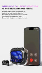 Translation Headphones with Touch Screen Wireless Bluetooth 5.4 Smart  Earphone HiFi Audio High Quality Transparent Case Headset