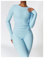 NCLAGEN Yoga Shirts For Women Long Sleeve Winter Fitness Running Gym Clothes Workout Dry Fit Breathable High Elastic Sports Top