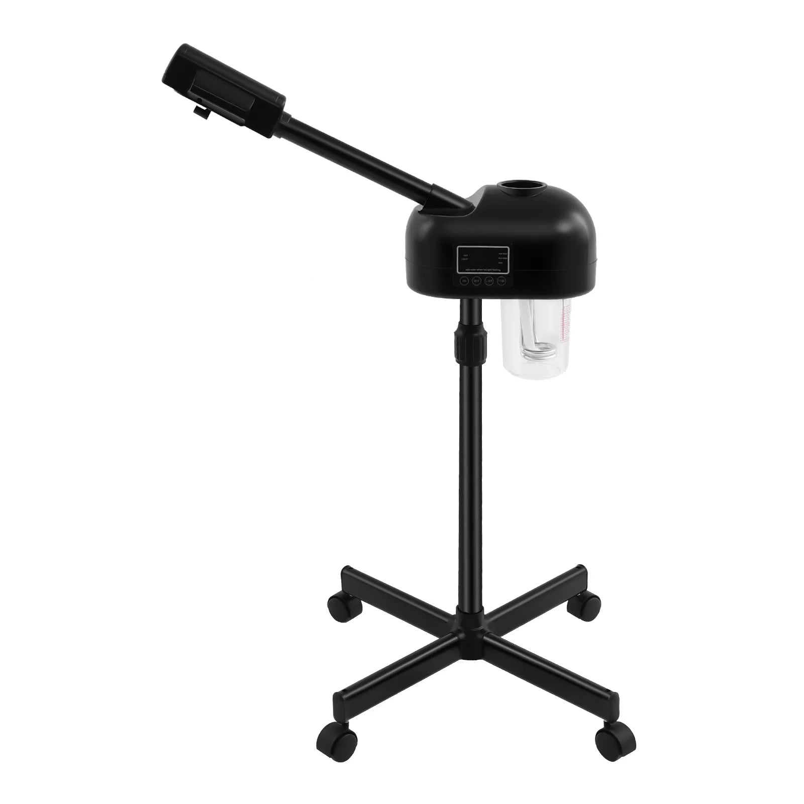 Black Professional Face Steamer Nano-Ion Ozone Hot Mist with LCD Screen Adjustable Height for Salon Home Spa Aging Reduction