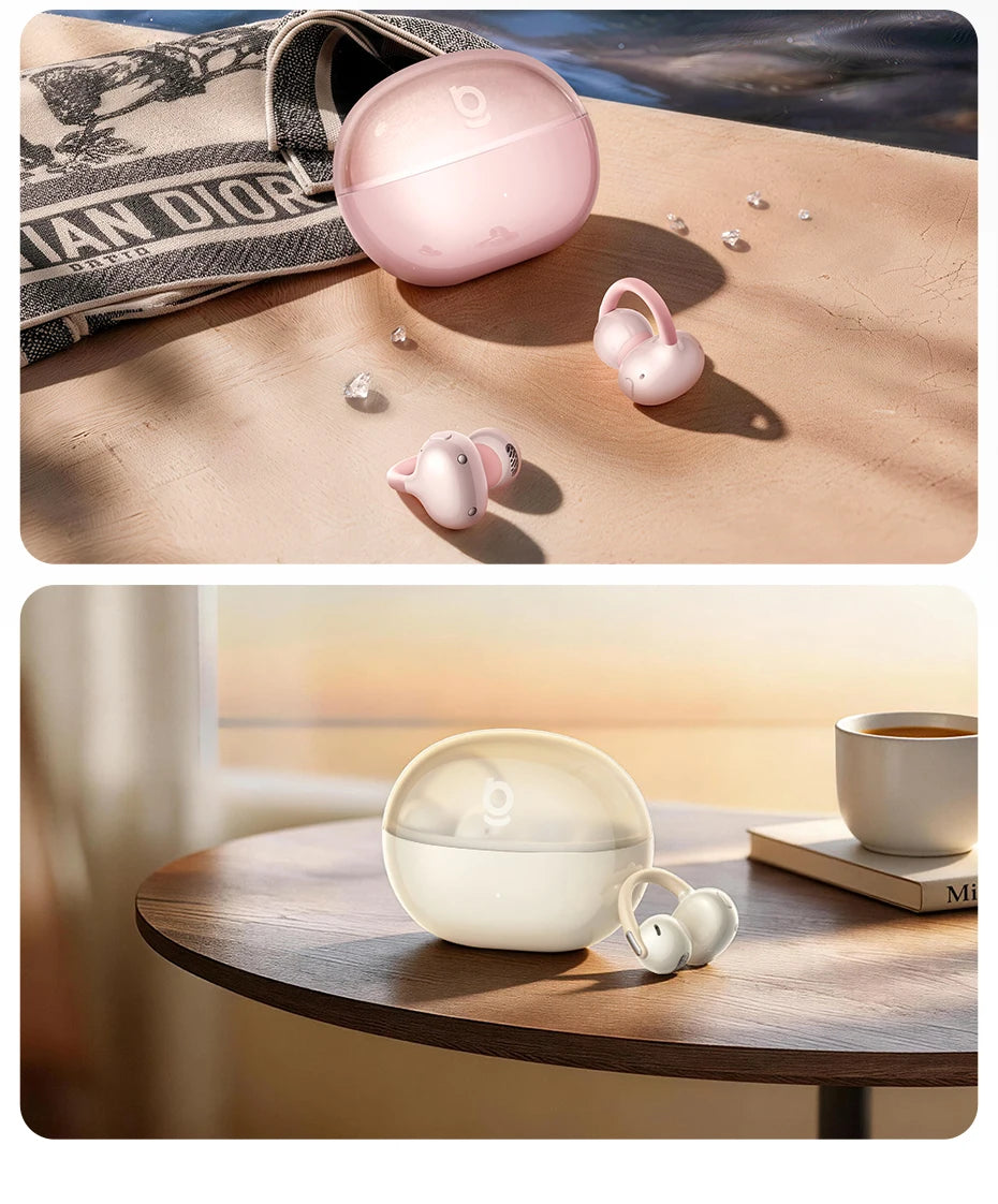 Baseus Bowie MC2 AIR Clip-on TWS Earbuds Ear Clips Wireless Earphones Bluetooth 6.0   Open earrings 4 Mic ENC Sports Headphone