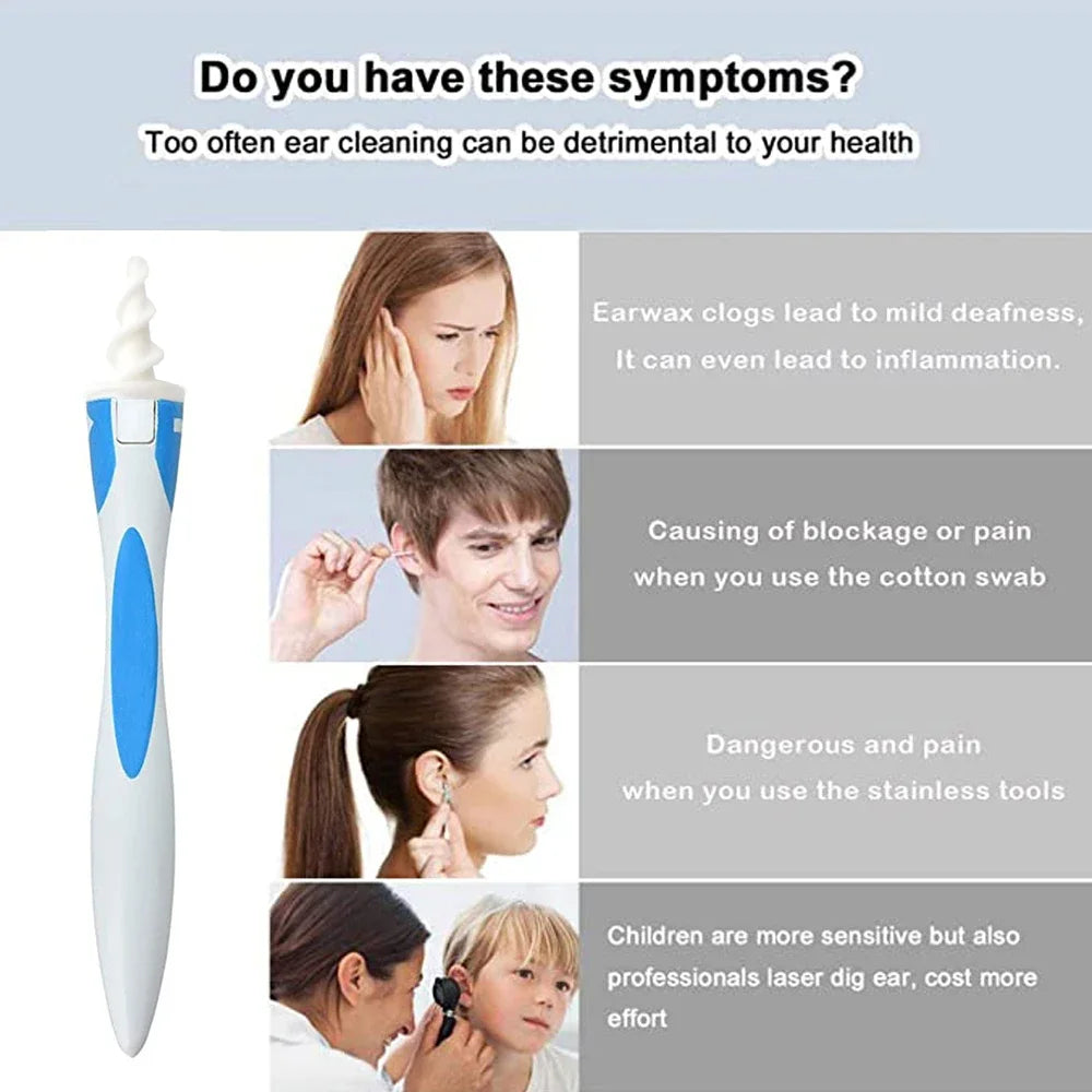 Ear Cleaner Ear Wax Remover Tool Soft Silicone 16 Replacement Tips Spiral Earwax Cleaner Ear Cleaning Health Care Tools Ear pick
