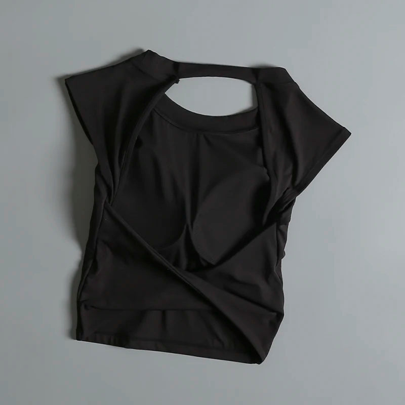 Sexy Backless Sports Vest for Women Fixed Chest Pad Tight Quick-Drying Slim Yoga Top Breathable Fitness Shirt