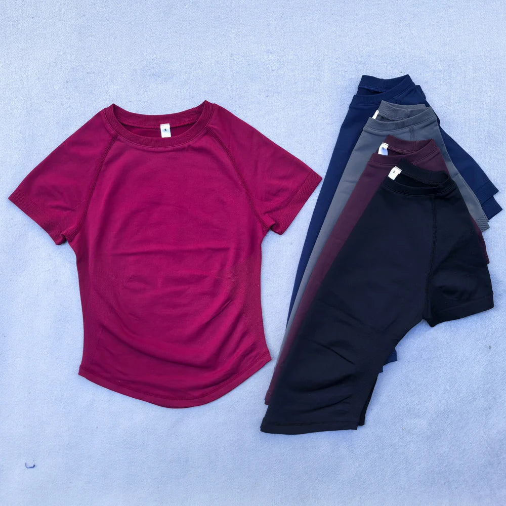 Seamless Yoga Top for Women Short Sleeve Gym Crop Top Light Weight Yoga Shirts Fitness Gym Shirts Stretchy Sports Shirts