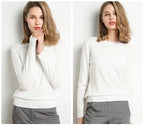 Women Slim O-Neck Pullover Cashmere Wool Blending Sweater Autumn And Winter Long-Sleeved Knit Bottoming Shirt Large Size 2024