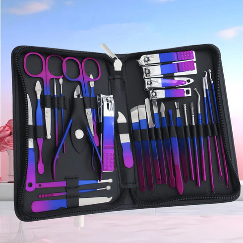 6-18pcs Set Professional Stainless Steel Manicure & Pedicure Kit Precision Nail Care with Travel Case with Nail Clipper Scissor