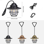 Portable Camping Lanterns Retro Hanging Tent Lamp Waterproof Dimmable Camping Light 1200mAh for Hiking Fishing Emergency Lantern