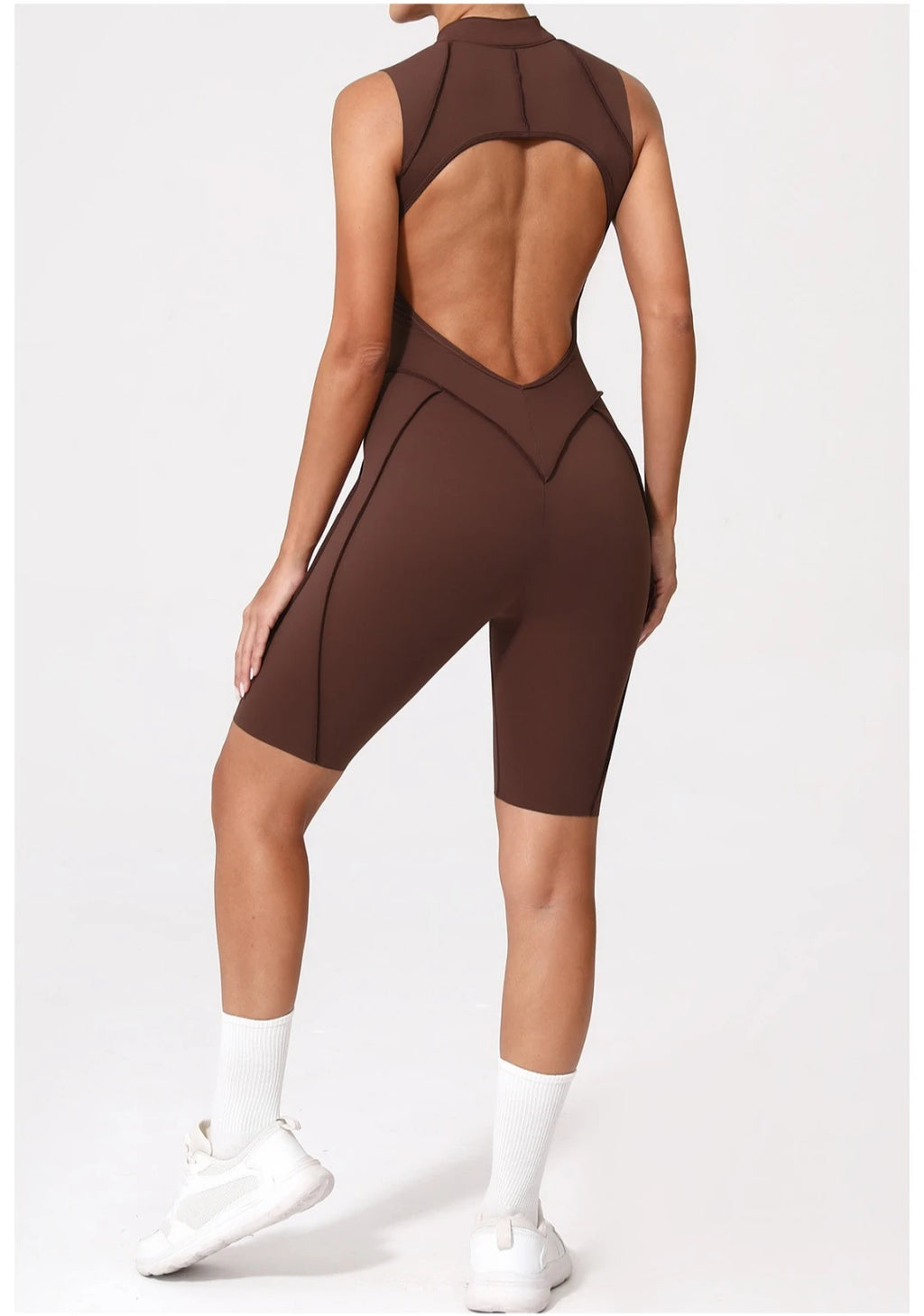 Women's Yoga Jumpsuit Hip Lift Sports Fitness Removable Padding Backless Zipper Leggings One-Piece Running Workout Gym Jumpsuit