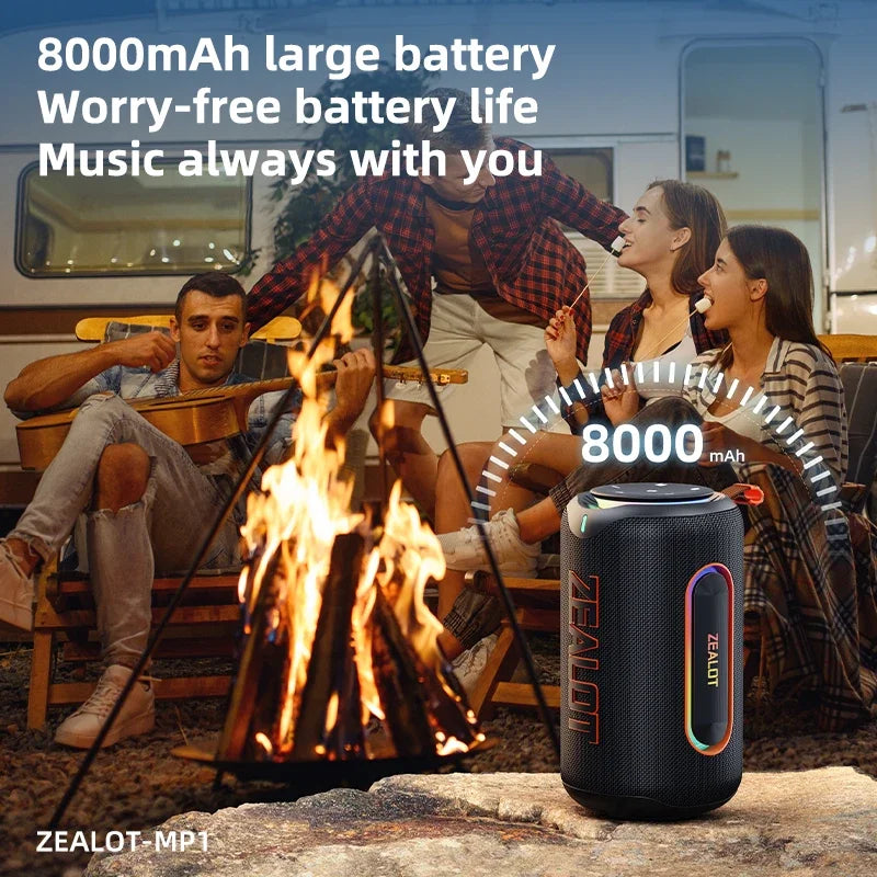 ZEALOT_MP1 Portable Bluetooth Speaker 60W StormBox Blast Outdoor Wireless Speaker IPX6 Waterproof Party Camping Speaker 12H ZEAL