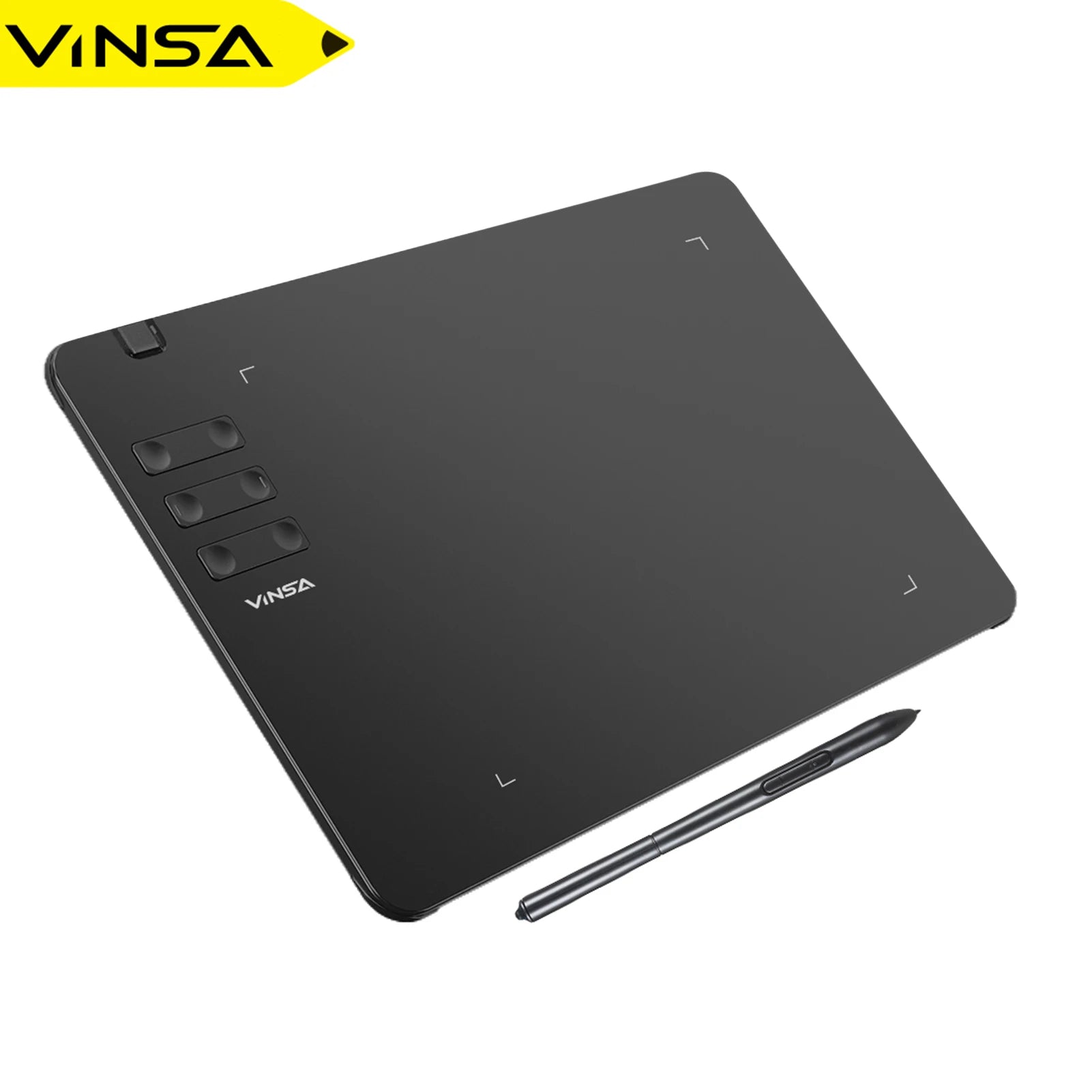 VINSA T1161 Graphics Drawing Tablet Ultra-thin Art Creation Sketch with Battery-free Stylus 8 Pen Nibs 8192 Levels Pressure