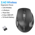 Vention Wireless Bluetooth 5.1 Mouse USB 2.4G Dual-Mode Ergonomic 4000 DPI Mute 6 Button Mouse for MacBook Tablet Laptop PC Mice
