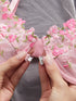 Pink Floral Embroidery Lingerie Set 2PCS Underwired Semi-Sheer Front Closure Back Double Hooks Sexy Underwear for Romantic Occas