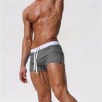 2025 Solid Color Low-Rise Men's Swim Trunks | Zip-Fly with Drawstring & Back Zipper Pocket for Secure & Discreet Wear