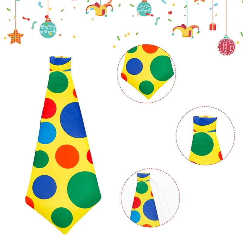 Colorful Polka Dot Printed Clown Tie And Bow Tie Clown Props Halloween Carnival Circus Performance Party Cosplay Fancy Costume