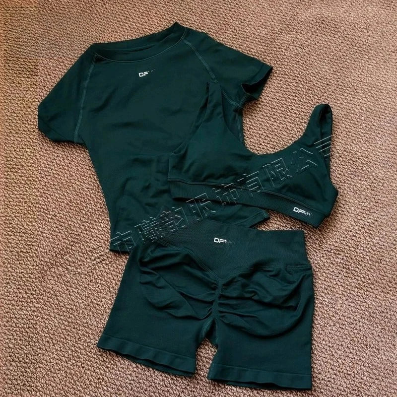 Women's Yoga Three-Piece Set, Running and Fitness Apparel