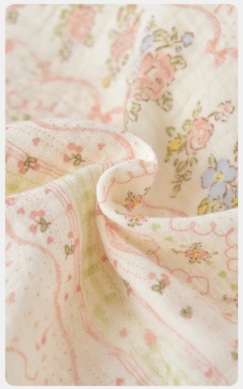 2026 Summer Baby Bodysuit Floral Print Cotton Peter Pan Collar Puff Sleeve Romper for Girls Soft Breathable Outfit