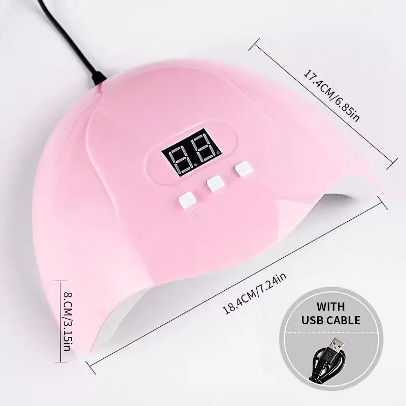 Complete set of nail tools, nail lamp+polishing machine+care tools can be DIY exclusive romantic nail art at home, nail kit tool