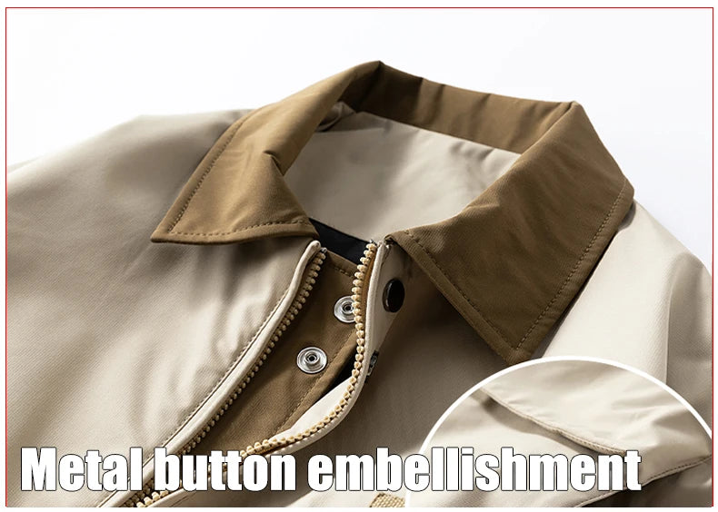 Men's Spring Casual Blazer Jacket Turn-Down Collar Stylish Versatile Office Wear Lightweight Coat Trendy Man Large Pocket Jacket
