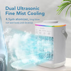 Portable Air Conditioner with Colorful Atmosphere Light Water Cooling Fan USB Table Fan 700ml Water Tank Desktop Fan Humidifier