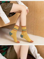 5 Pairs Striped Print Socks for Women Comfy Soft Mid Tube Socks Winter  Harajuku Funny Casual Sock Women's Stockings Hosiery