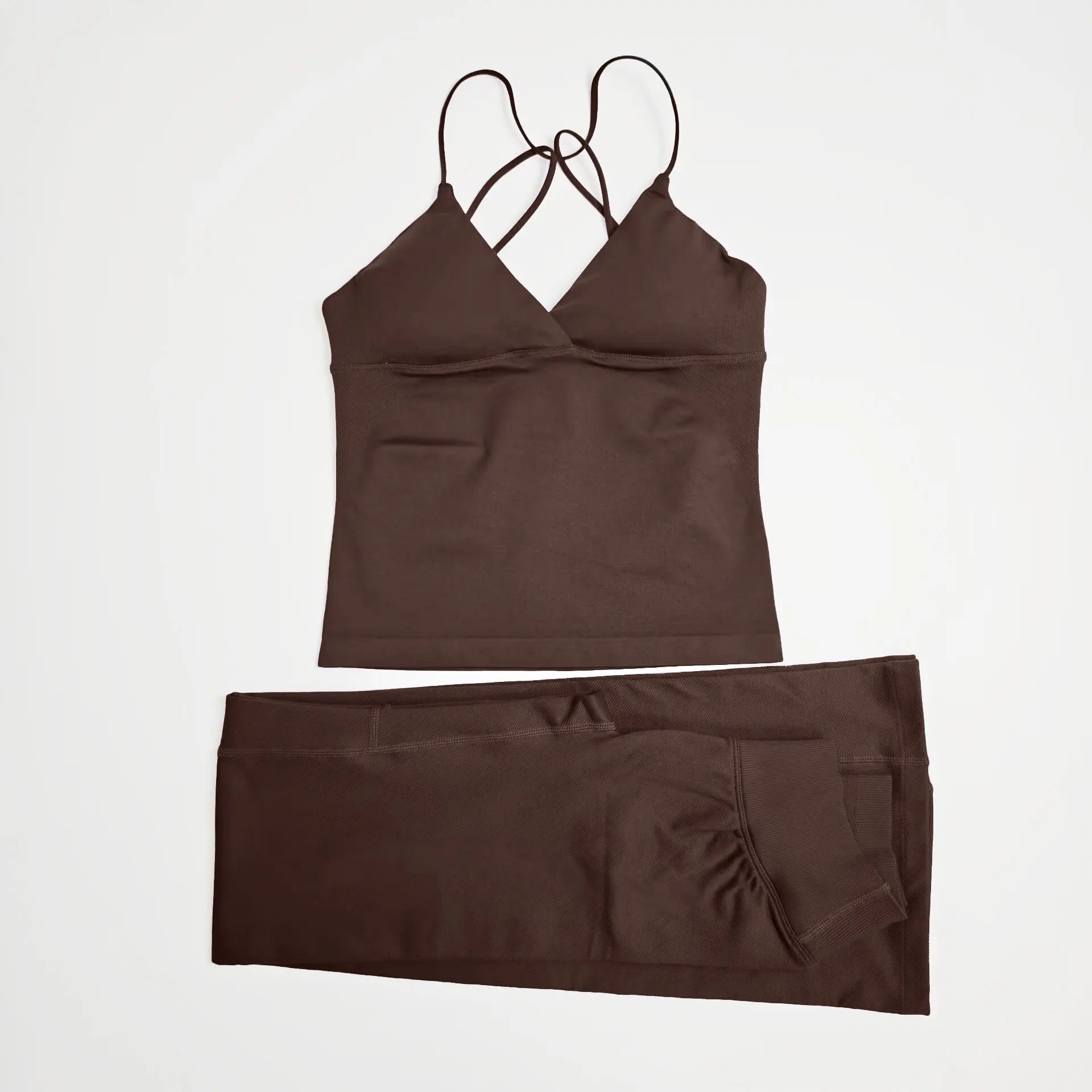 NCLAGEN Women Sportwear Vision Set Twist Front Longline Top + Flares 2 Pieces Fitness Suit Workout Running Outfit Gym Clothing