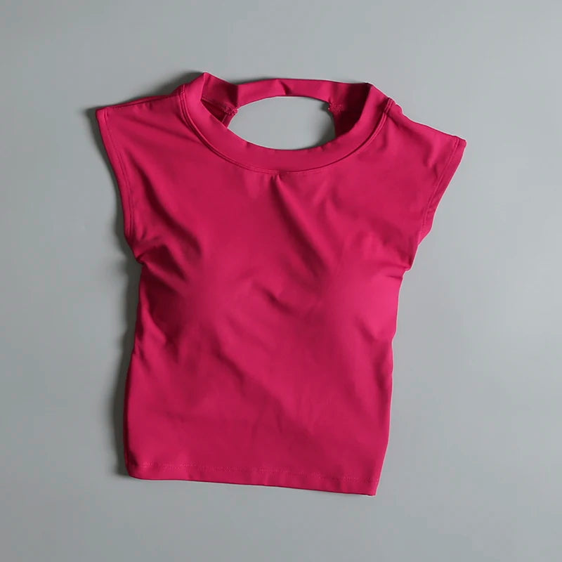 Sexy Backless Sports Vest for Women Fixed Chest Pad Tight Quick-Drying Slim Yoga Top Breathable Fitness Shirt