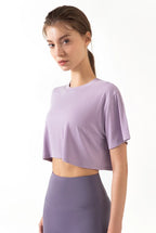 Women Yoga Tops Loose Running Exercise Sport Crop Top Ultralight Elastic Breathable Short Sleeve Gym Fitness Shirt