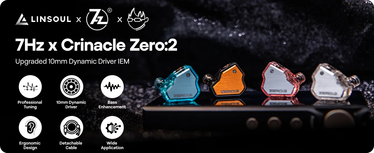 7Hz x Crinacle Zero :2 Updated 10mm Dynamic Driver IEM Wired Earbuds Earphones Gaming Earbuds with OFC IEM Cable for Musician