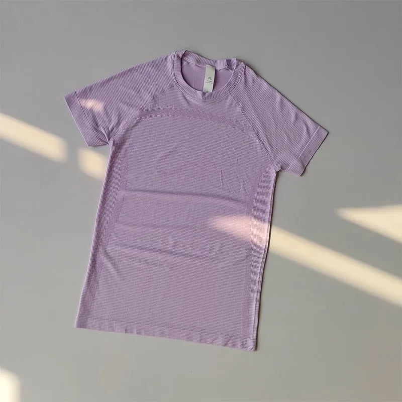 Women Yoga Top Seamless Sport T Shirts Fitness Clothes Short Sleeve Yoga Shirt Gym Top Running Active Wear Sport Top