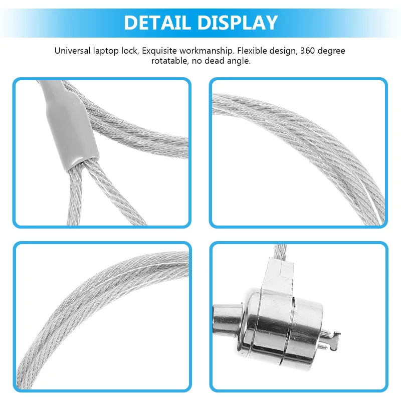 Laptop Lock Key Lock 1.2m Long Thick Anti Shear Steel Wire Lock Secure And Anti-theft