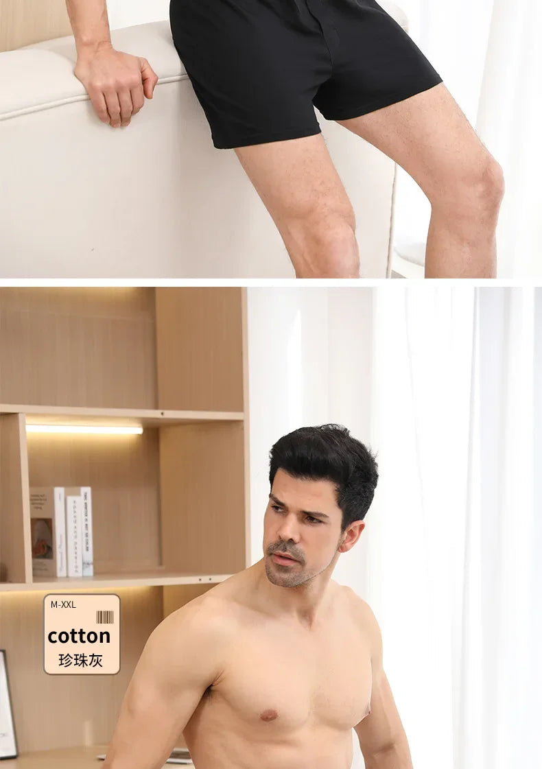 Men's Aro Pants Underwear 100% Pure Cotton Home Sleeping Pants Loose Breathable Men's High Waisted Four Corner Boxers Shorts