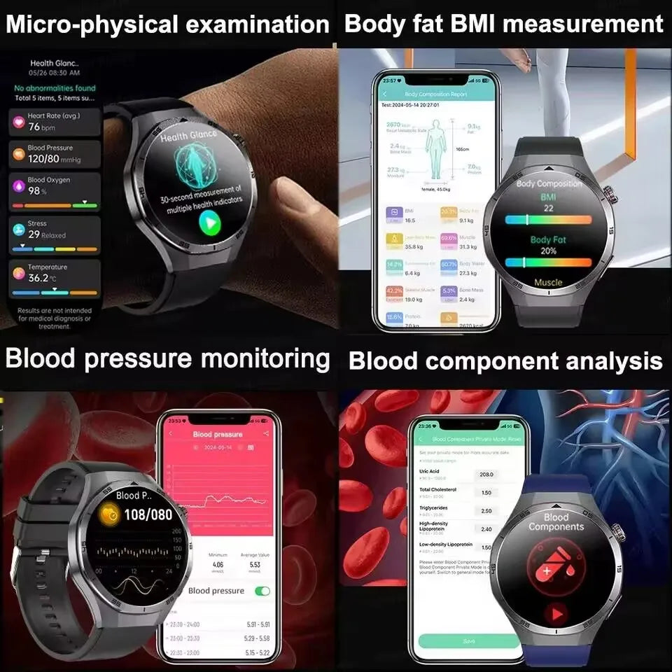 2026 New Nursing Grade ECG+PPG Smart Watch Health Analysis Blood pressure Lipids Uric acid Wireless HD Call Smartwatch Men Women