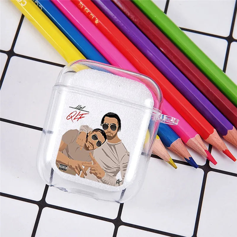 PNL QLF Rapper Singer Earphone Case For Apple AirPods 4 3rd 2 Pro3 Transparent Cover For Airpod 1 3 Letter Protective Box Shell