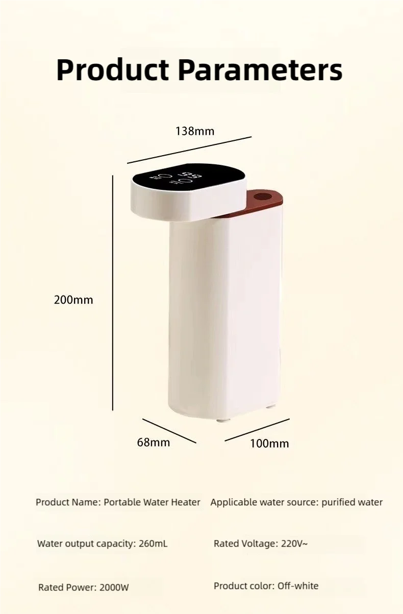 2000W Instant-Heat Water Dispenser 3-Second Rapid Heating Compatible with Mineral Water/Bottled Water Portable Water Dispenser