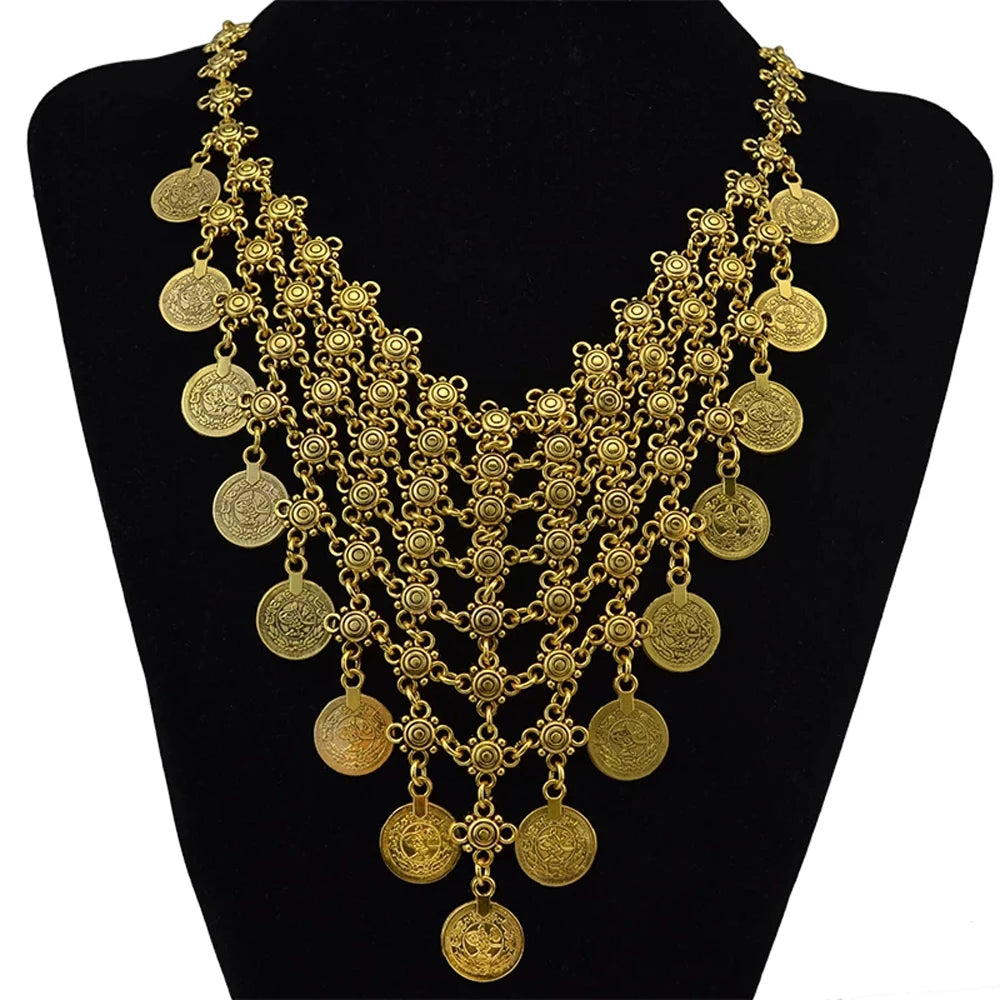 Multi-style Vintage Coin Choker Necklace for Women Boho Afghan Ethnic Gypsy Native Tribal Dress Turkish Pakistan Indian Jewelry