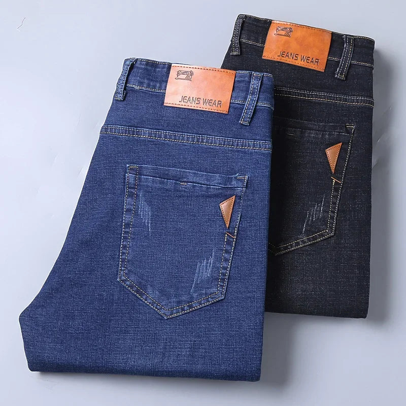 Men Fashion Straight Jeans Men 2025 New Stretch Slim Fit Pants Comfortable Soft Business Denim Trousers Male Brand Clothing Main image