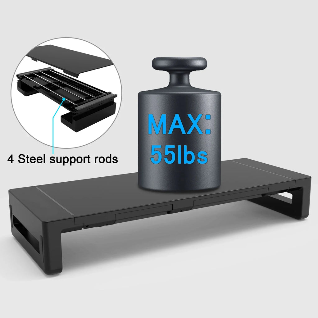 Monitor Stand Riser, With Foldable, Height Adjustable Computer Stand, Desk Shelf Riser with Storage Drawer &Tablet Phone