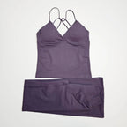 NCLAGEN Women Sportwear Vision Set Twist Front Longline Top + Flares 2 Pieces Fitness Suit Workout Running Outfit Gym Clothing
