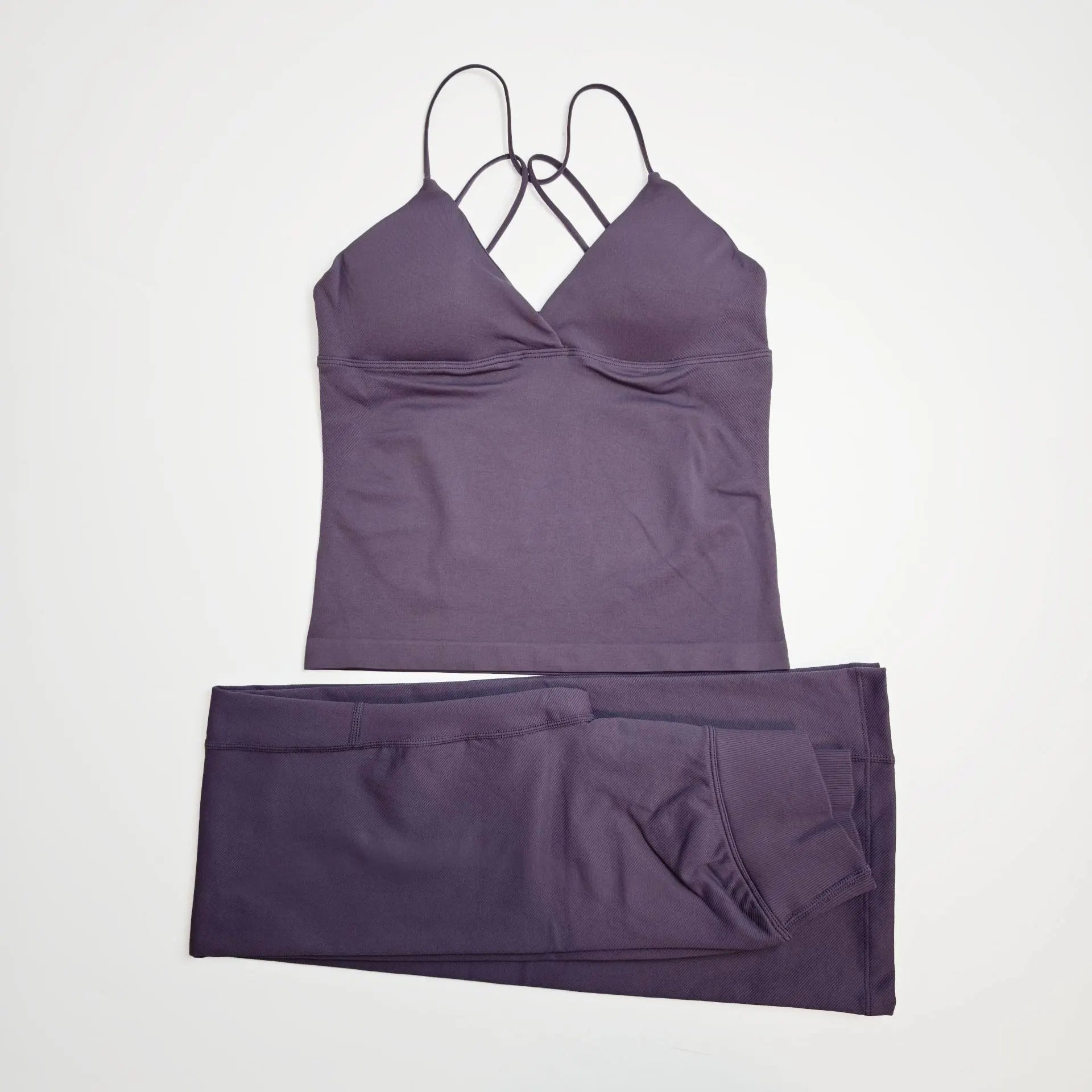 NCLAGEN Women Sportwear Vision Set Twist Front Longline Top + Flares 2 Pieces Fitness Suit Workout Running Outfit Gym Clothing