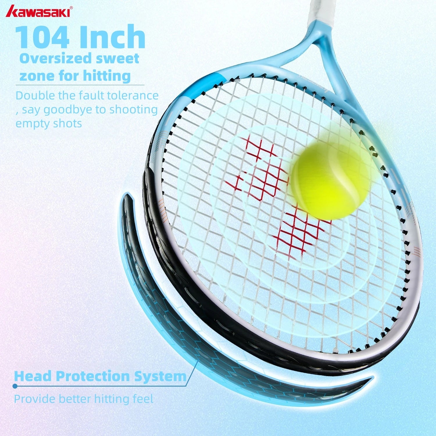 Kawasaki Light Tennis Rackets Set Carbon Composite Racquet Set KD1&PD1 Beginner Professional Shooting Men and Women Training Set