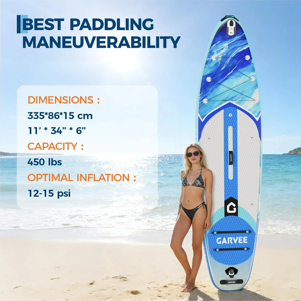 Inflatable Rise Up Paddle Board Stand-up Paddleboard Full Kits with Adjustable Paddle/Hand Pump for Outdoor Water Sports Surfing