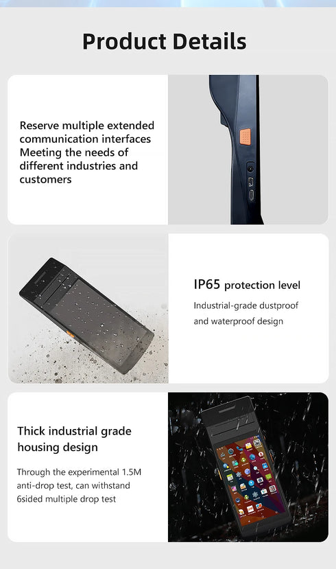 5.5 Inch Android 11 4+64G Rugged Mobile Computer PDAs for Parking Charging System Payment Terminal Handheld PDA