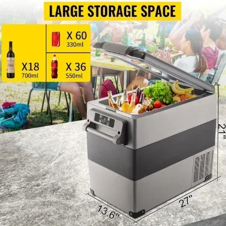 VEVOR Car Refrigerator Portable Compressor Cooler 35-55L Mini Fridge Freezer 12/24V DC 110-240V Ice Box for Camping Picnic Frige