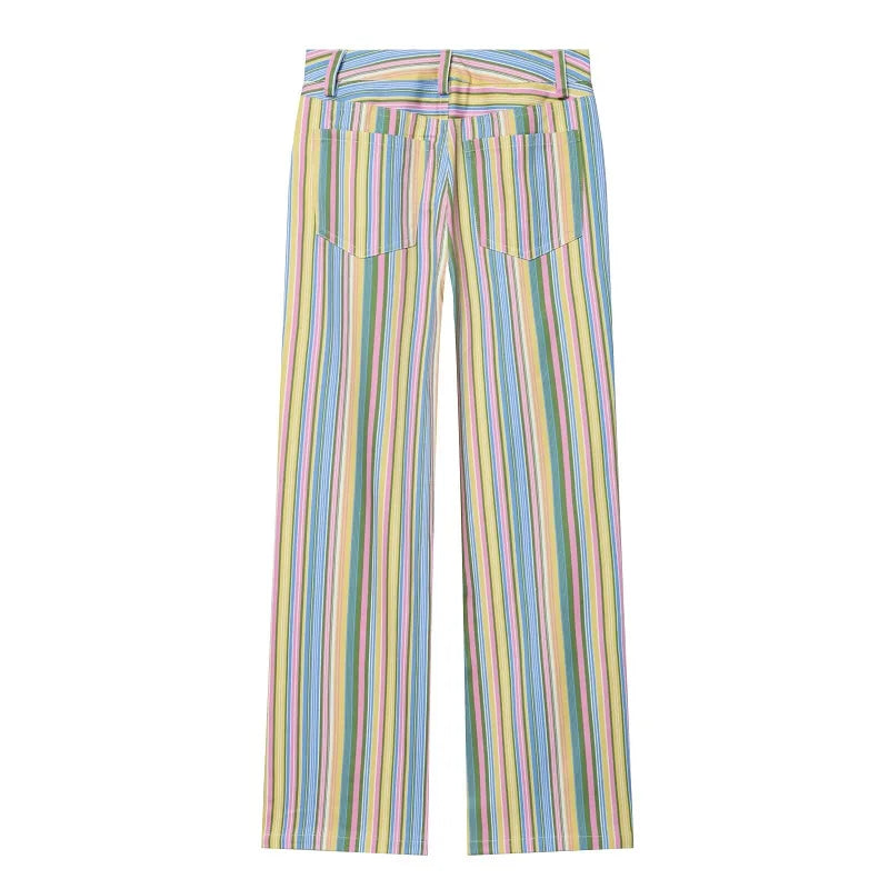 MUJER Striped Baggy Jeans Woman Low Rise Wide Leg Jeans Pants for Women New Boyfriend Jeans Women Straight Women's Denim Pants