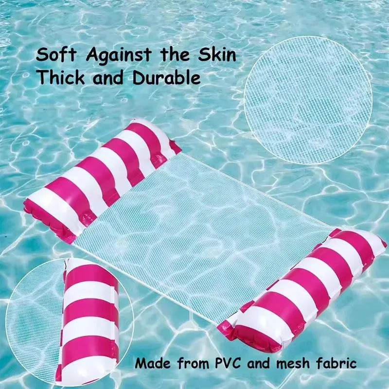 Summer Swim Inflatable Floating Water Mattresses Hammock Stripe Lounge Chairs Pool Water Sports Toys Floating Mat Pool Toys Kids
