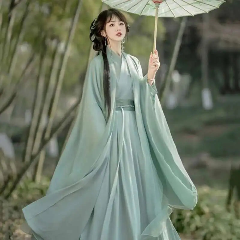 China Traditional Hanfu Women Evening Dresses Elegant Fairy Skirt Loose Big Sleeves Elegant Dress Banquet Dance Clothes Spring