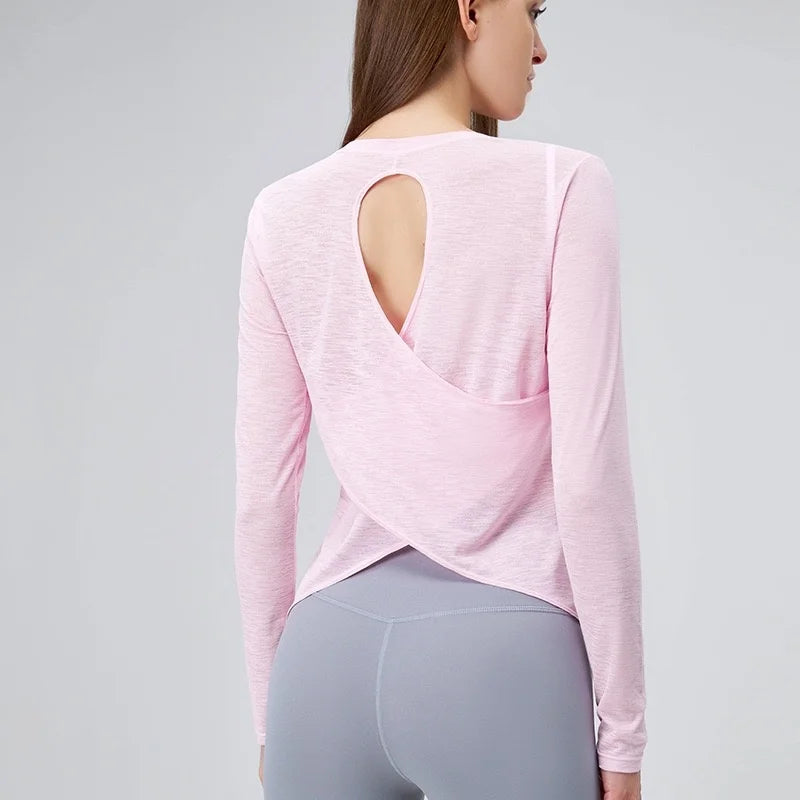 Yoga Suit Women's Long-sleeved Shirts Beautiful Back Sports Suit Tops Slim Loose Blouse Pilates Fitness Gym Suit Running Clothes