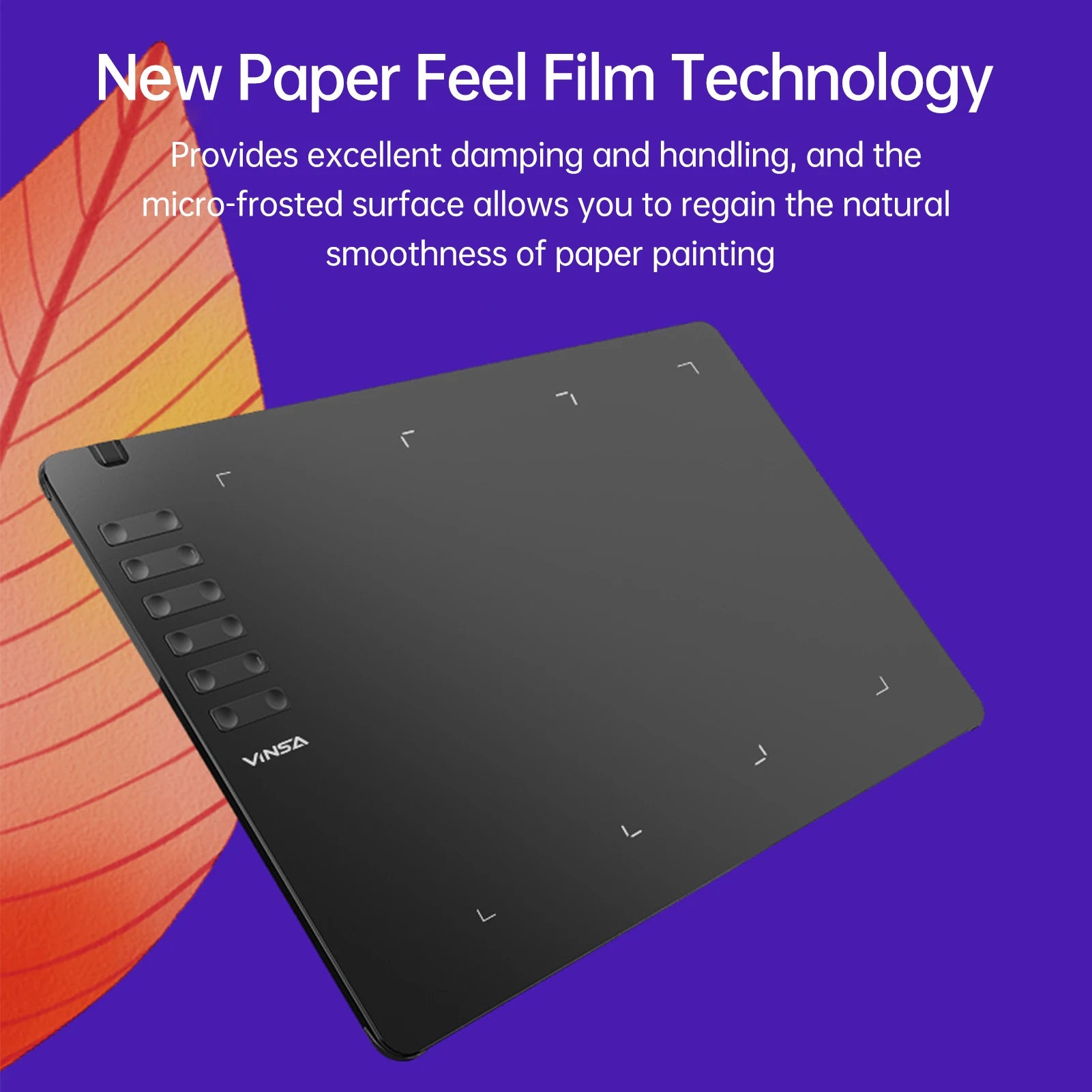 VINSA T1161 Graphics Drawing Tablet Ultra-thin Art Creation Sketch with Battery-free Stylus 8 Pen Nibs 8192 Levels Pressure