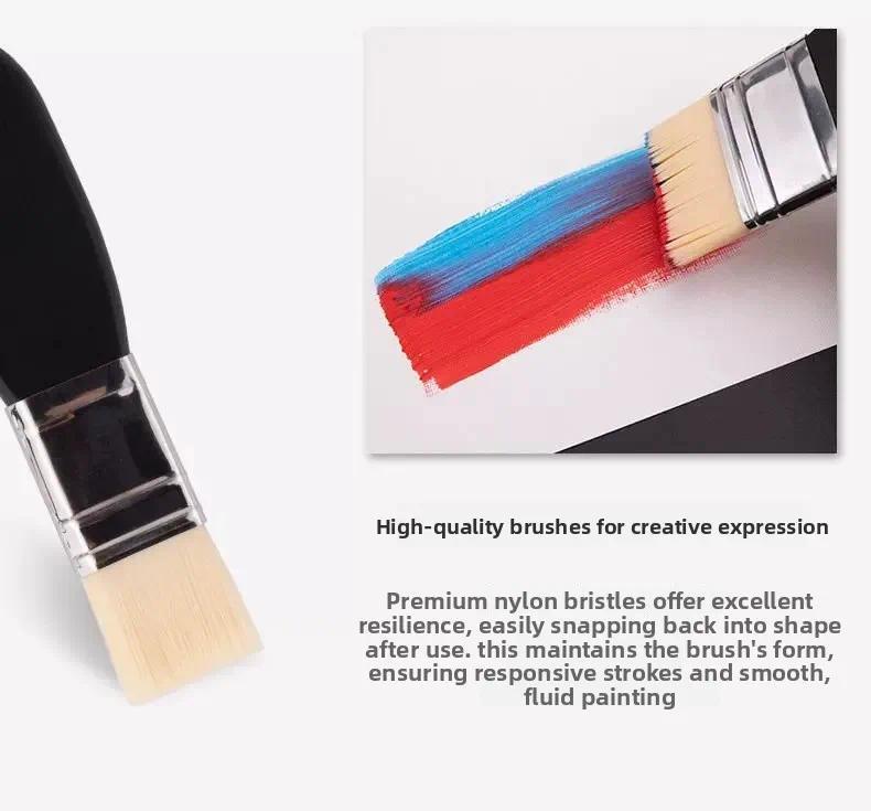 Oil Painting Nylon Pen Set Gouache Acrylic 1/3 Pcs Small/Medium/Large Sizes Flat Head Brush Wood Handle Painting Tools for Fine
