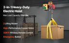 VEVOR 1320/1760/2200 lbs Electric Cable Hoist Winch with Wireless Remote Control & Emergency Stop for Garage Warehouse Lifting