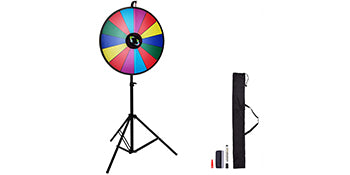 SucceBuy 18 Inch Tabletop Color Prize Wheel w/ Folding Tripod Floor Stand 14 Slots Dry Erase for Win Fortune Spinning Stand Game